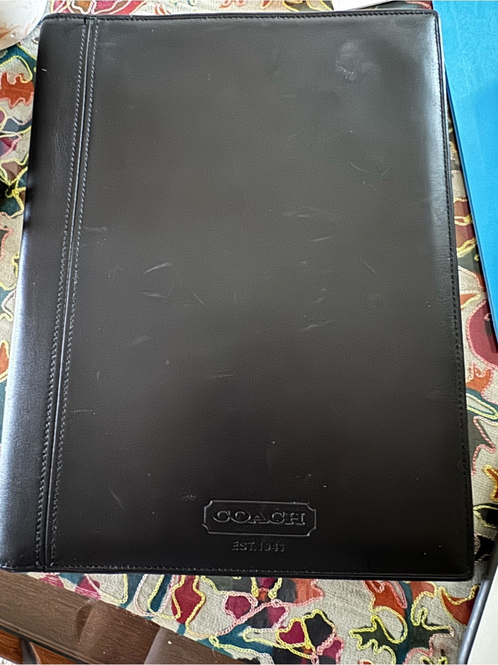 Coach Black Leather Tablet Portfolio Case